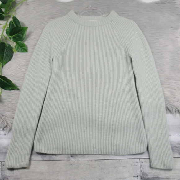 VINCE Mint Cashmere Shaker Rib Pullover Crewneck Sweater Women’s Size Medium - Picture 5 of 13
